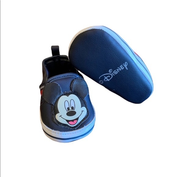 Disney Shoes Disney Navy Mickey Slip On Baby Shoes Side 36 Mo Euc Poshmark